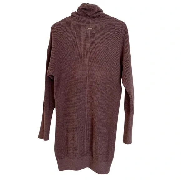 Prana Milani Cowl Neck Sweater Mini Dress Plum Brown Small Cozy Outdoor Gorpcore - Picture 4 of 5